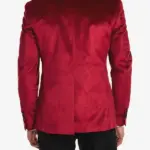 Mens Burgundy Velvet Tuxedo Blazer Back