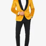 Mens Gold Velvet Blazer