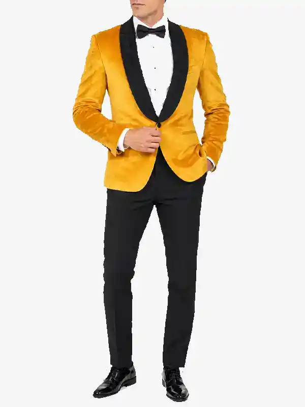Mens Gold Velvet Blazer