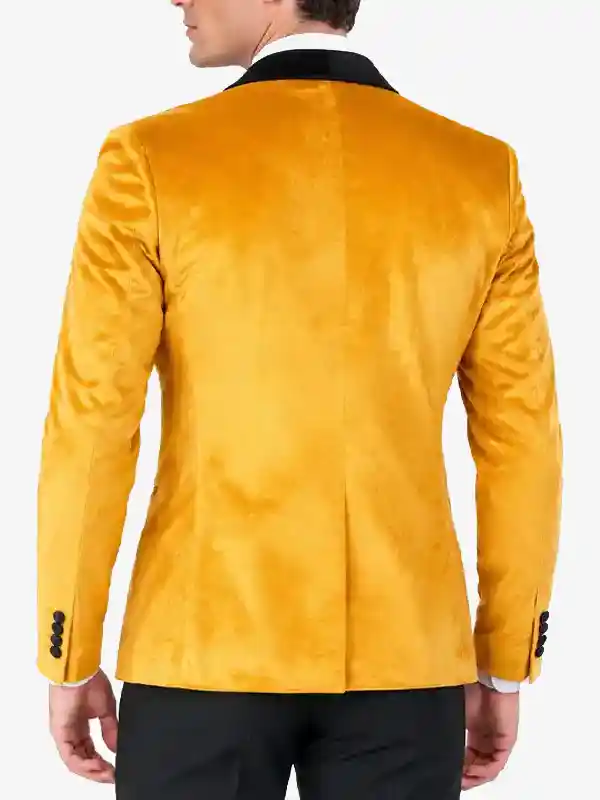Mens Gold Velvet Dinner Blazer Back
