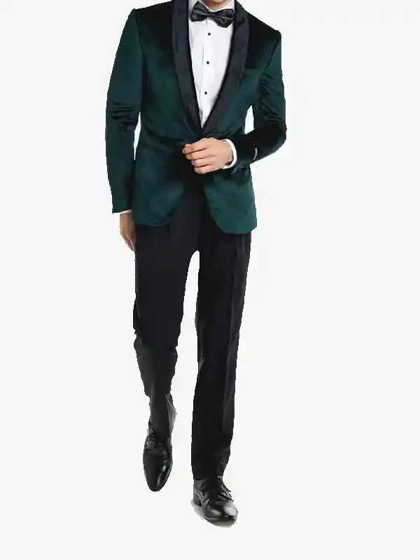 Men Green Velvet Dinner Blazer