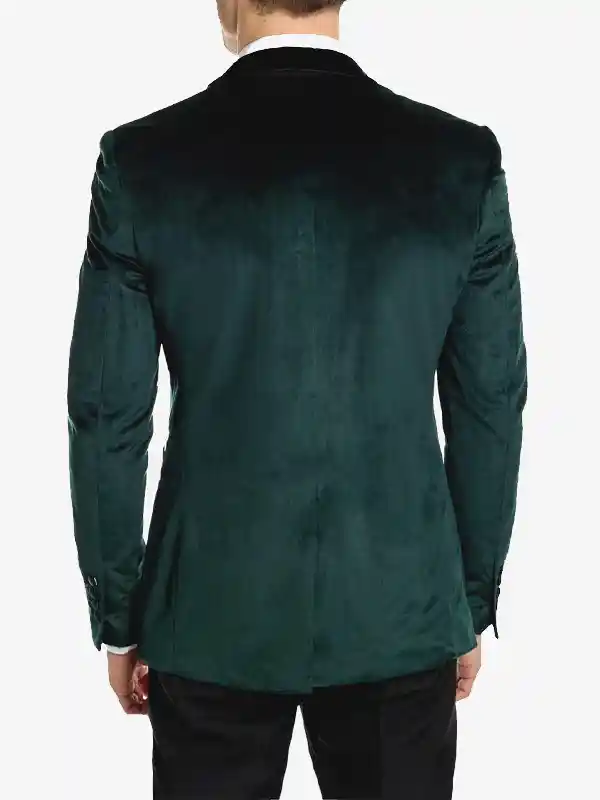 Mens Green Velvet Dinner Blazer Back