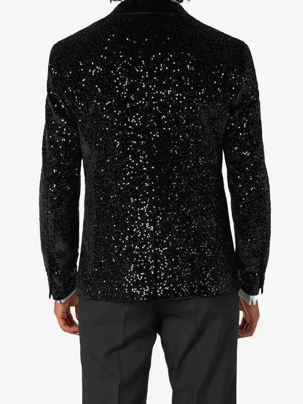Mens Sequin Black Dinner Blazer Back