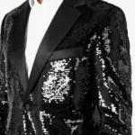 Mens Black Sequin Dinner Blazer