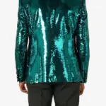Mens Sequin Green Dinner Blazer Back