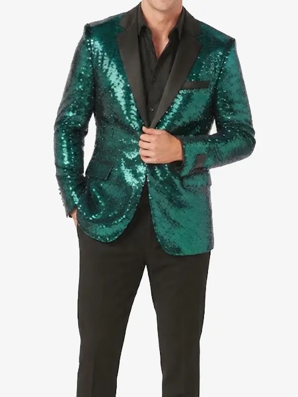 Men Sequin Green Dinner Blazer