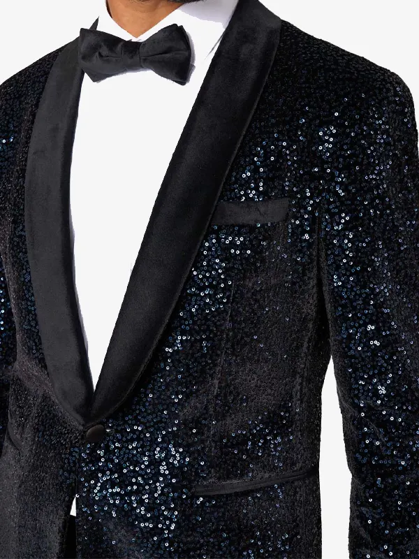 Mens Sequin Navy Dinner Blazer