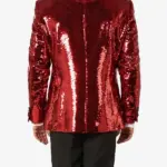 Mens Sequin Red Dinner Blazer Back