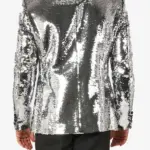 Mens Sequin Silver Dinner Blazer Back