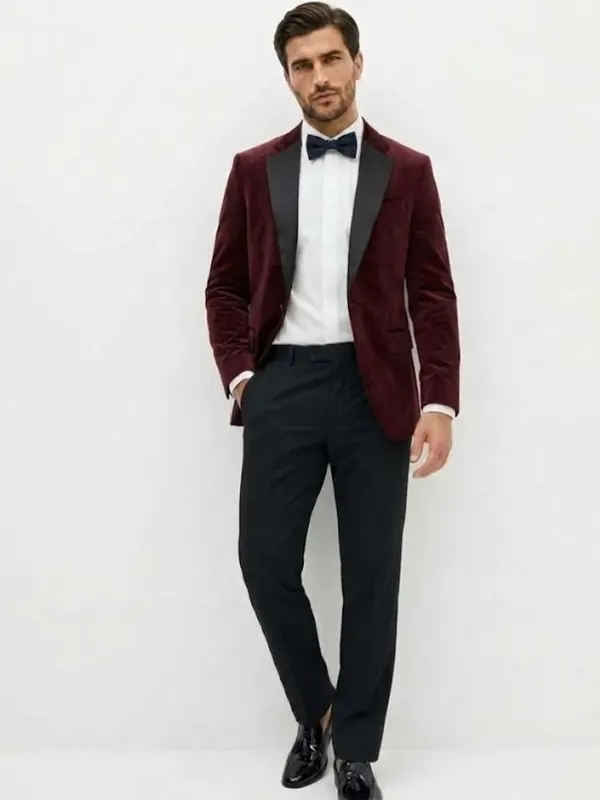 Mens Plum TuxedoBack Blazer