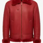 Red Fur Christmas Aviator Jacket