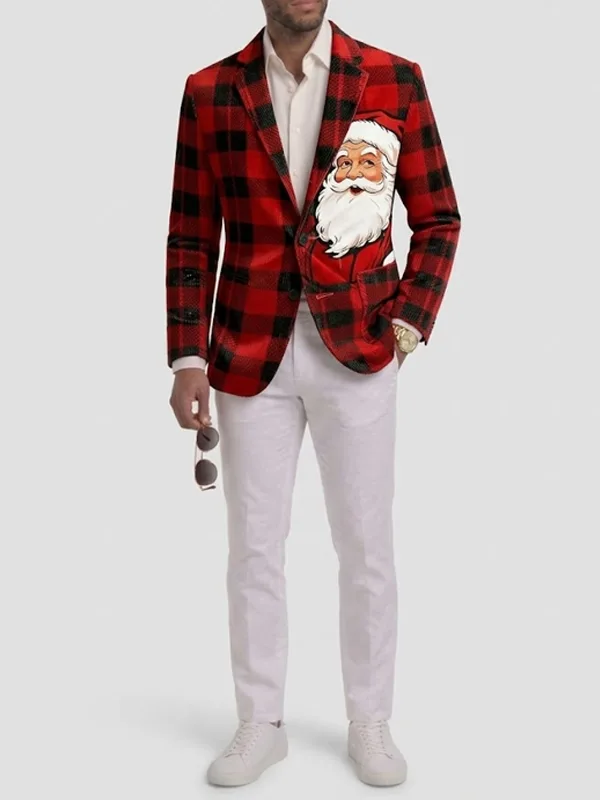 Mens Christmas Santa Claus Corduroy Blazer