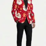 Santa Gift Box Print Blazer