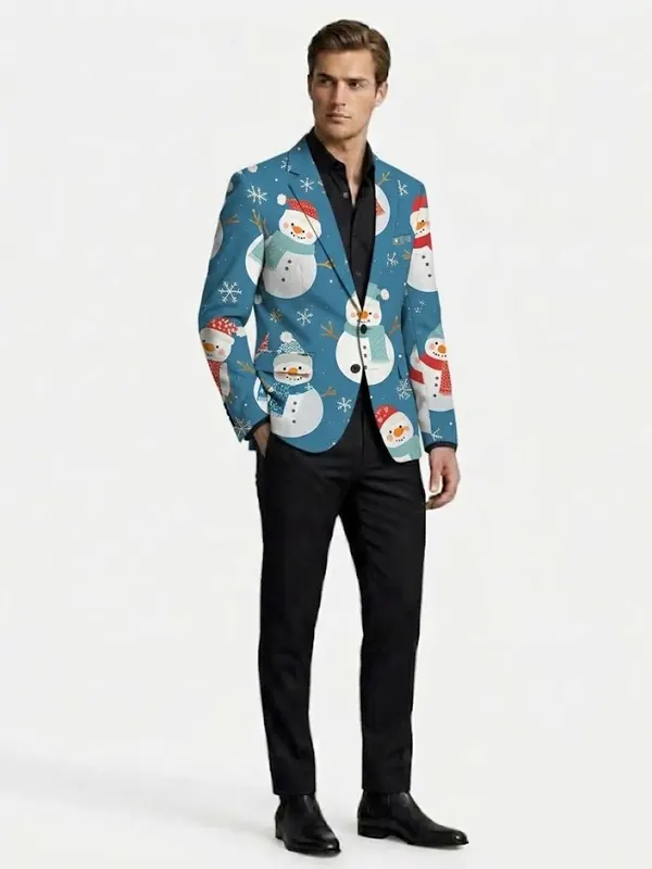 Reindeer Snowflake Blue Blazer
