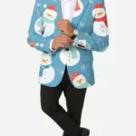 Mens Santa Reindeer Snowflake Blazer