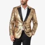 Men Stylish Sequin Gold Dinner Jacket
