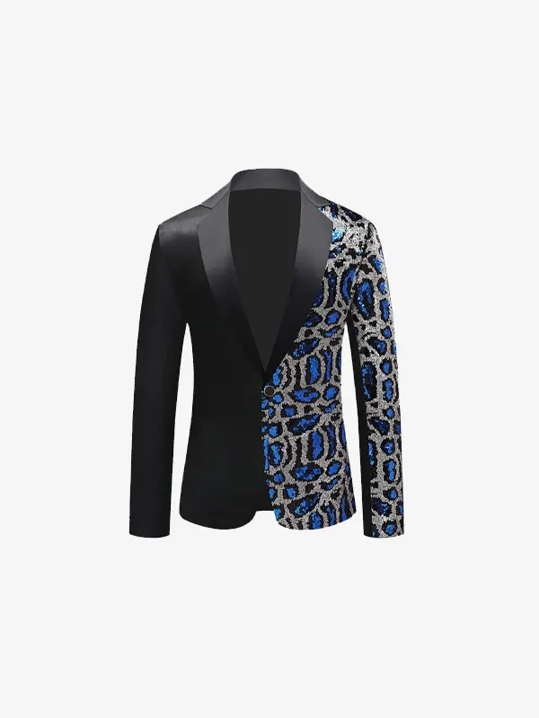 Men Sequin Leopard Stage Blazer
