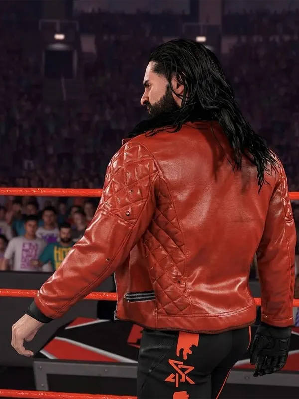 Seth Rollins Leather Red Jacket Back