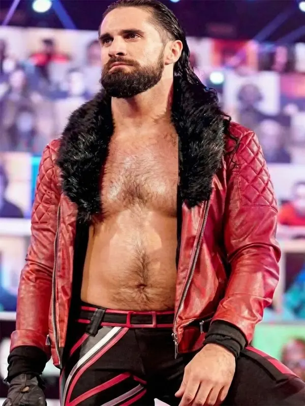Mens Seth Rollins Leather Red Jacket