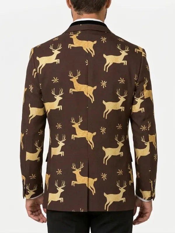 Slim Festive Reindeer Snowflake Blazer Back