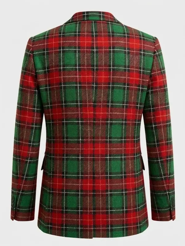 Stamzod Christmas Plaid Blazer Back