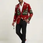 Mens Stamzod Christmas Tree Corduroy Blazer