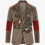 Tuxedo Tree Deer Corduroy Blazer