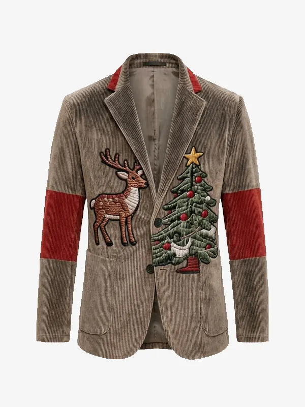 Tuxedo Tree Deer Corduroy Blazer