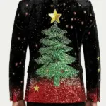 Men Ugly Christmas Tree Star Corduroy Blazer Back