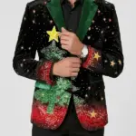 Ugly Christmas Tree Star Corduroy Blazer