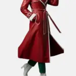 Winter Red Leather Trench Red Coat