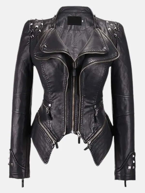 Women Celeste Studded Black Jacket