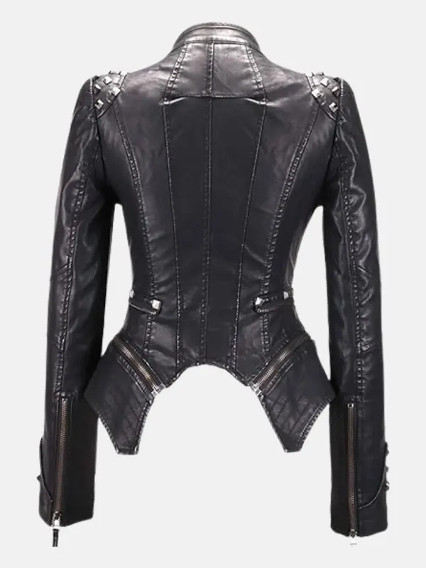 Women Celeste Studded Black Jacket Back