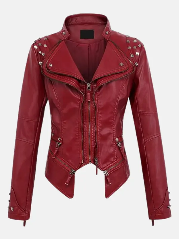 Women Celeste Studded Maroon Jacket