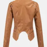Women Celeste Studded Brown Jacket Back