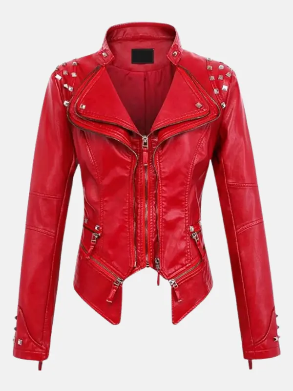 Women Celeste Studded Red Jacket