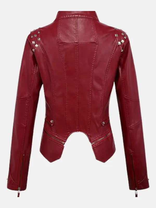 Women Celeste Studded Maroon Jacket Back