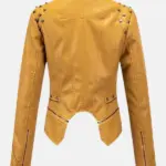 Women Celeste Studded Leather Yellow Jacket Back