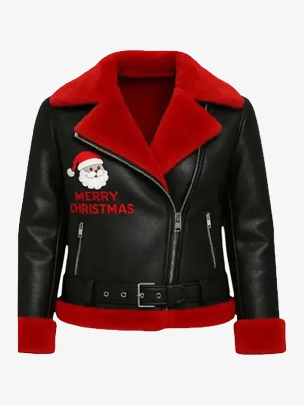 Women Christmas Biker Black Jacket