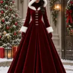 Women Christmas Cloak Maroon Coat