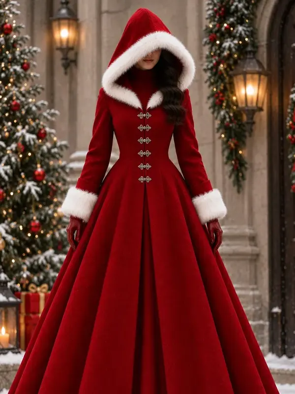 Women Christmas Cloak Red Coat