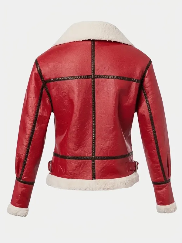 Women Christmas Leather Jacket Back