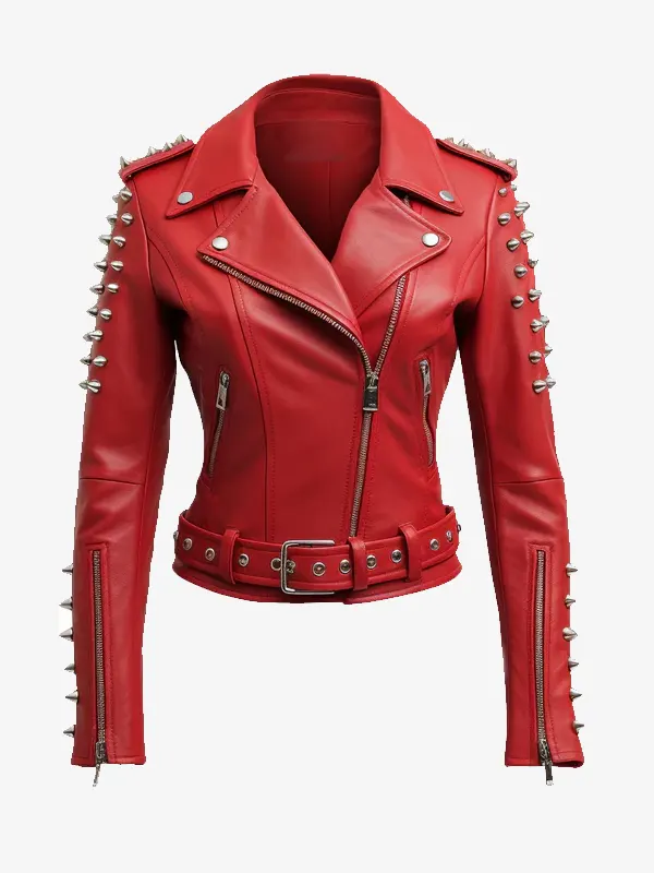 Women Christmas Studs leather Jacket