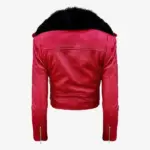Women Detachable Fur Moto Jacket Back