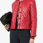 Women Diamond Quilted Leather Jacket