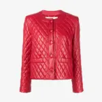 Women Diamond Red Quilted Jacket