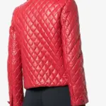 Women Diamond Quilted Leather Jacket Back