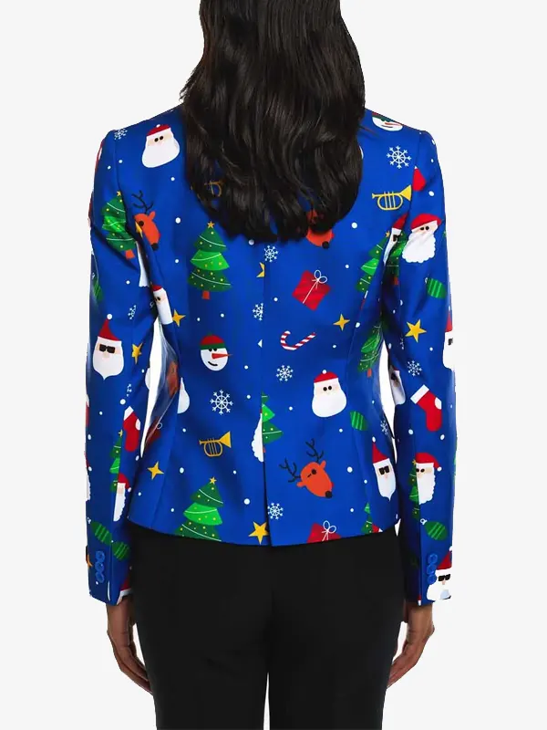 Women Festivity Blue Blazer Back