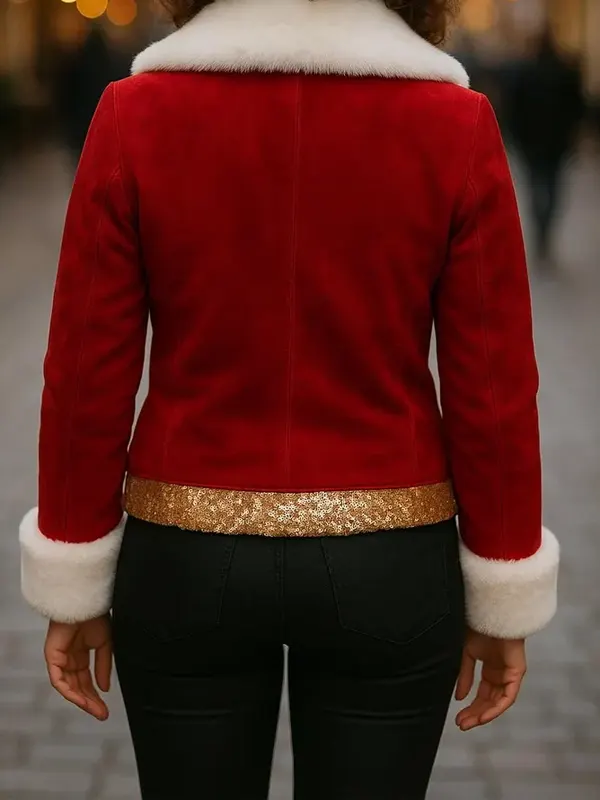 Women Gold Reindeer Christmas Jacket