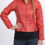 Womens Red Biker Jacket